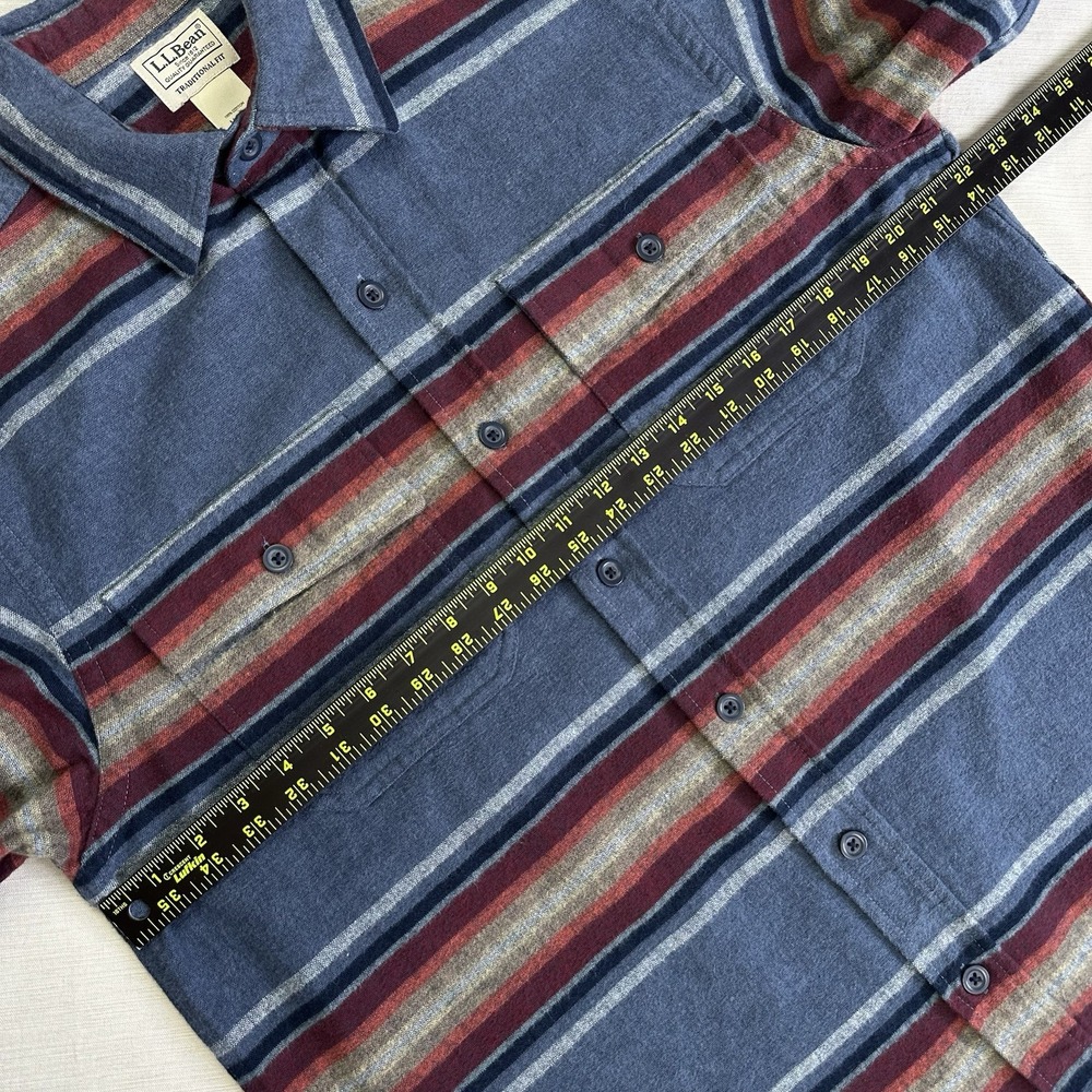 LL Bean Shirt Chamois Southwest Stripe Blanket Button Traditional Fit Men M Mult - Picture 6 of 9